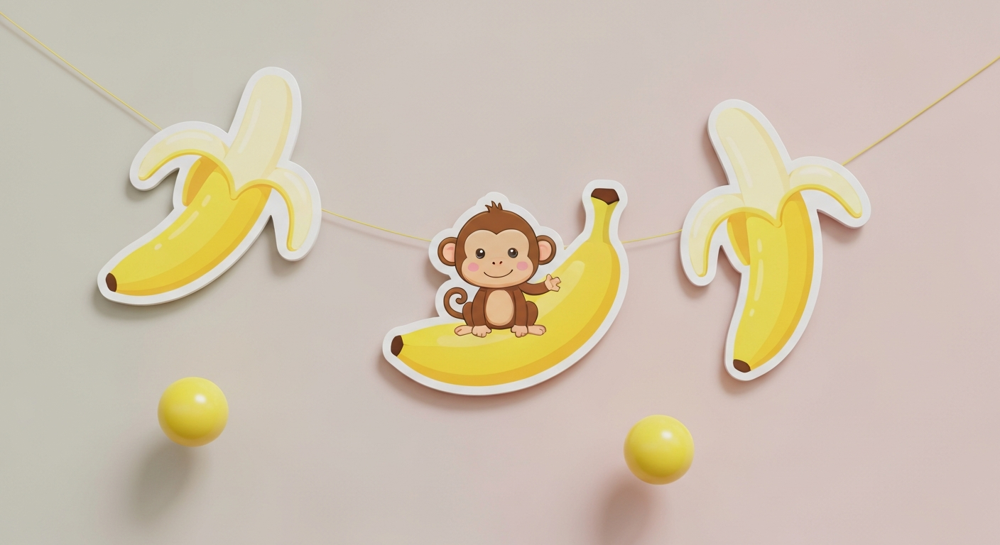 Affenstarker Bananen-Party-Wimpel 'Jungle Fiesta'