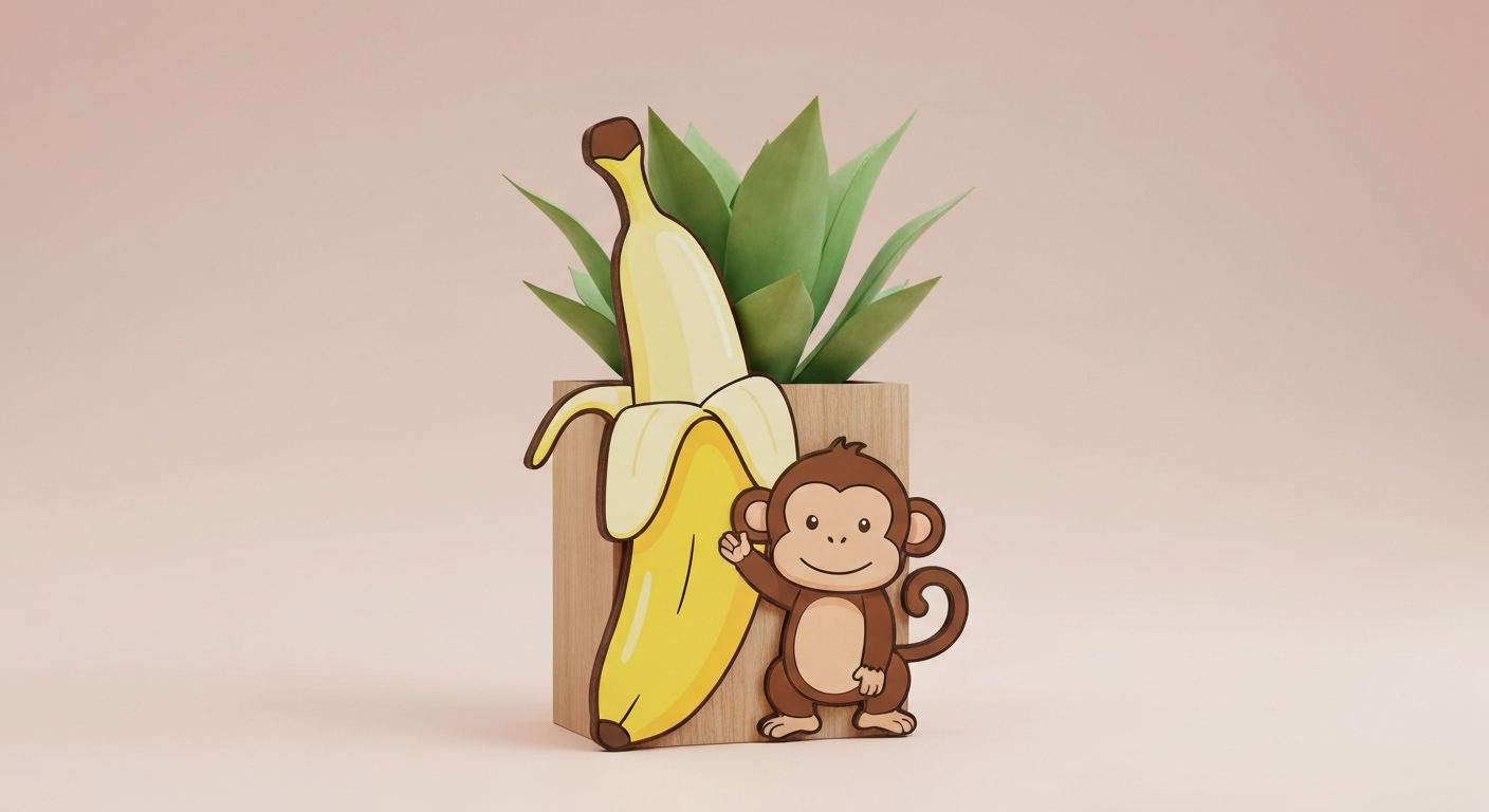 Affenstarker Bananen-Pflanztopf 'Jungle Friend' aus Holz