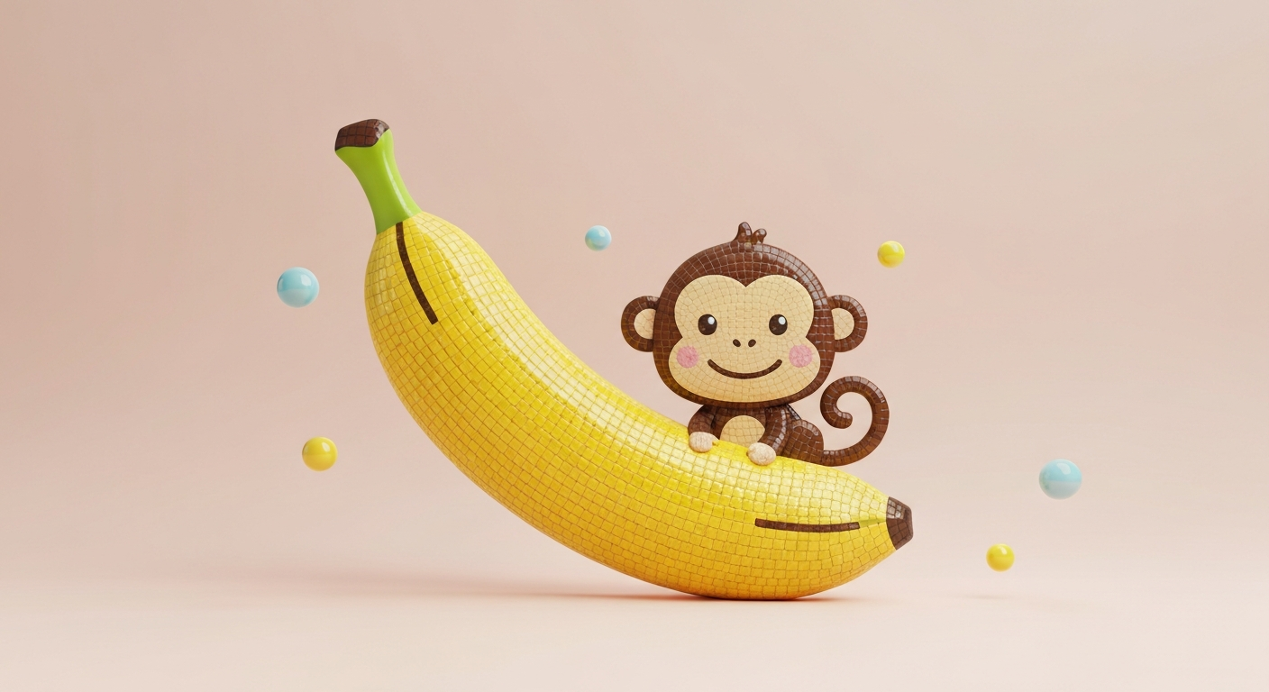 Affenstarkes Bananen-Mosaik-Wandbild aus Recycling-Glas