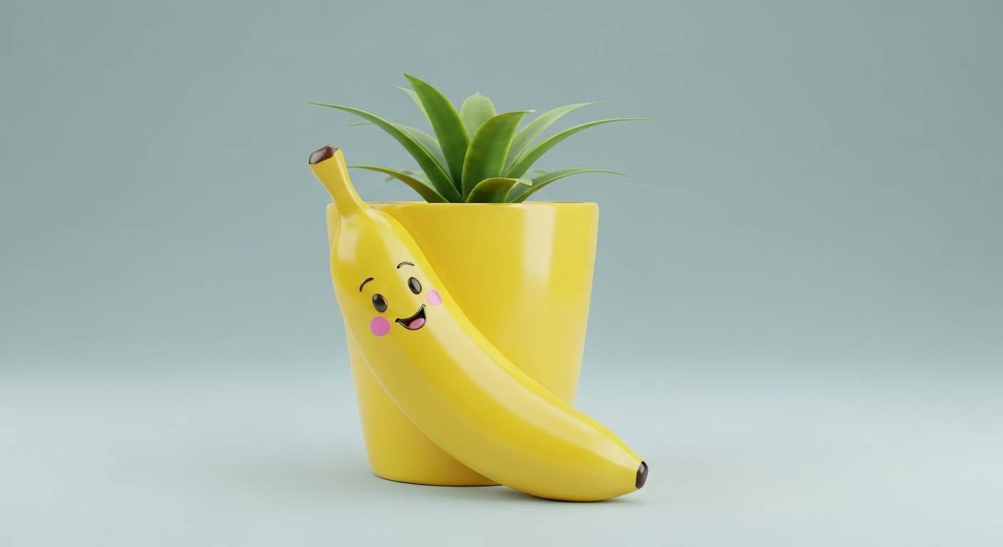 Bananen-Pop-Art-Blumentopf 'Sunny Curve'