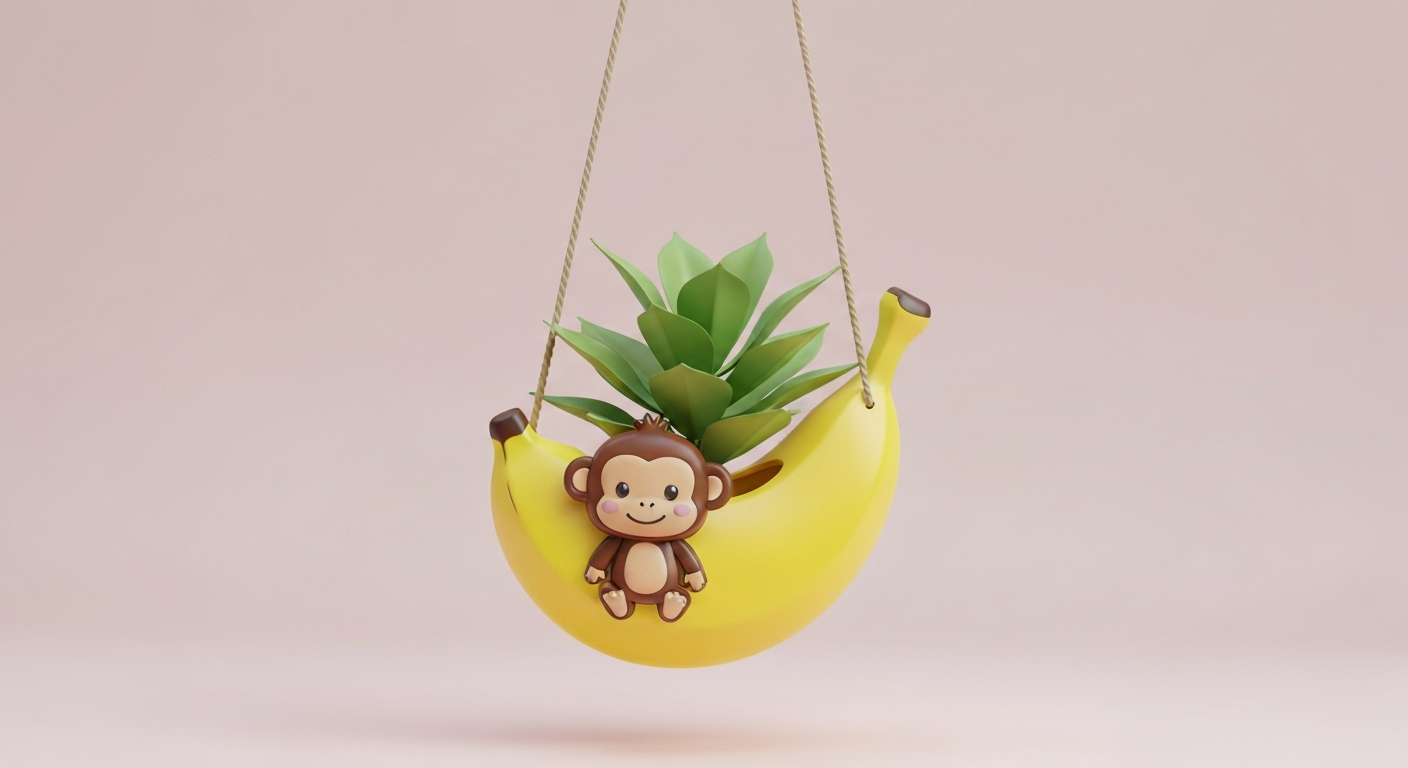 Bananen-Pop-Art-Hängeampel 'Affen-Schaukel'