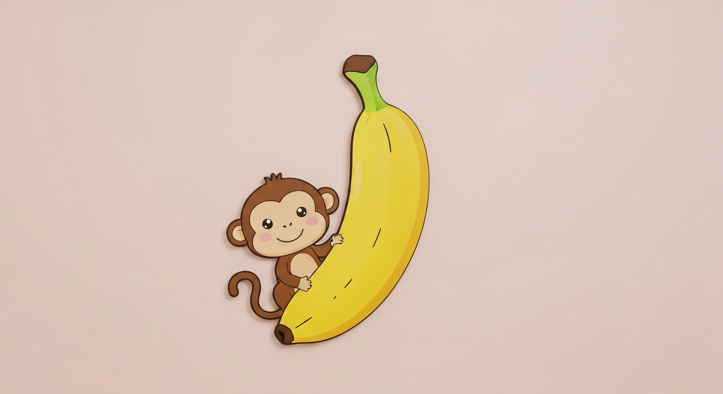 Bananen-Pop-Art-Wandrelief 'Monkey's Delight' aus Holz