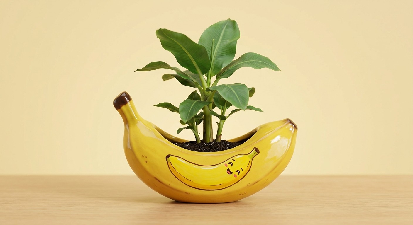 Minimalistischer Bananen-Pflanztopf 'Golden Curve'