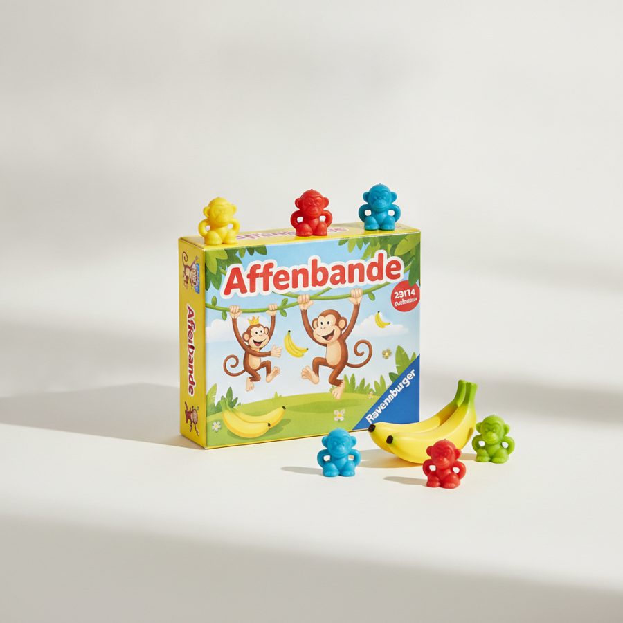 Ravensburger 23114 - Affenbande, Mitbringspiel für 2-4 Spieler, Kinderspiel ab 3-6 Jahren, kompaktes Format, Reisespiel
