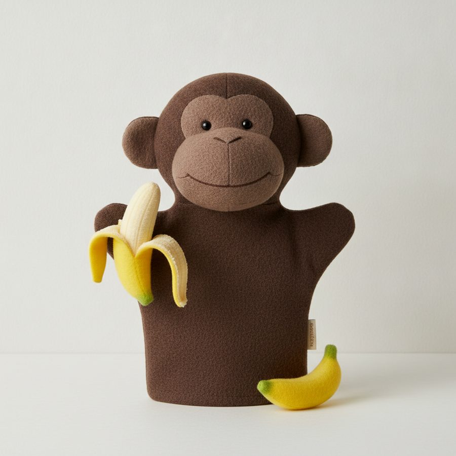 Kallisto Handpuppe Affe dunkelbraun, Organic Cotton, Füllung Schafwolle, ca. 30 cm