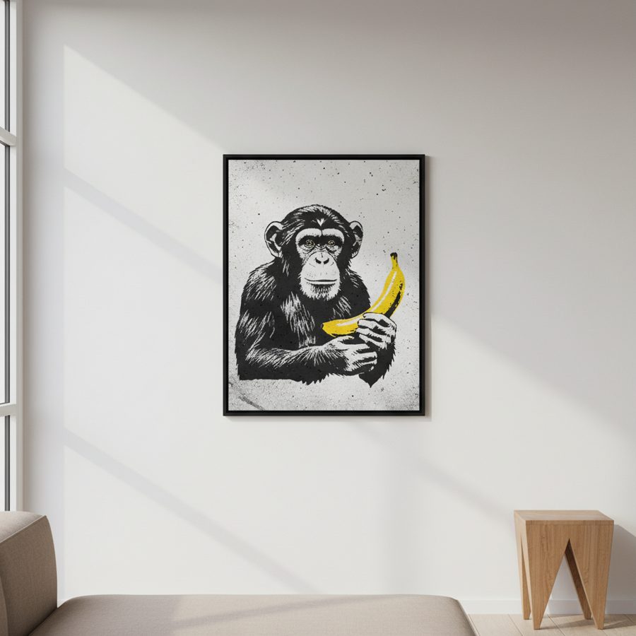 Banksy „Affe mit Banane" Leinwand