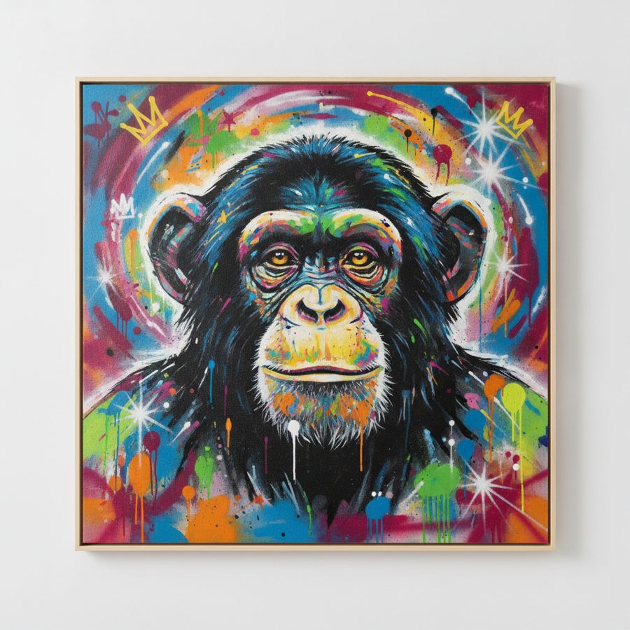 Bzdmly Graffiti Monkey Canvas Painting Animal Print Abstract Pop Wall 