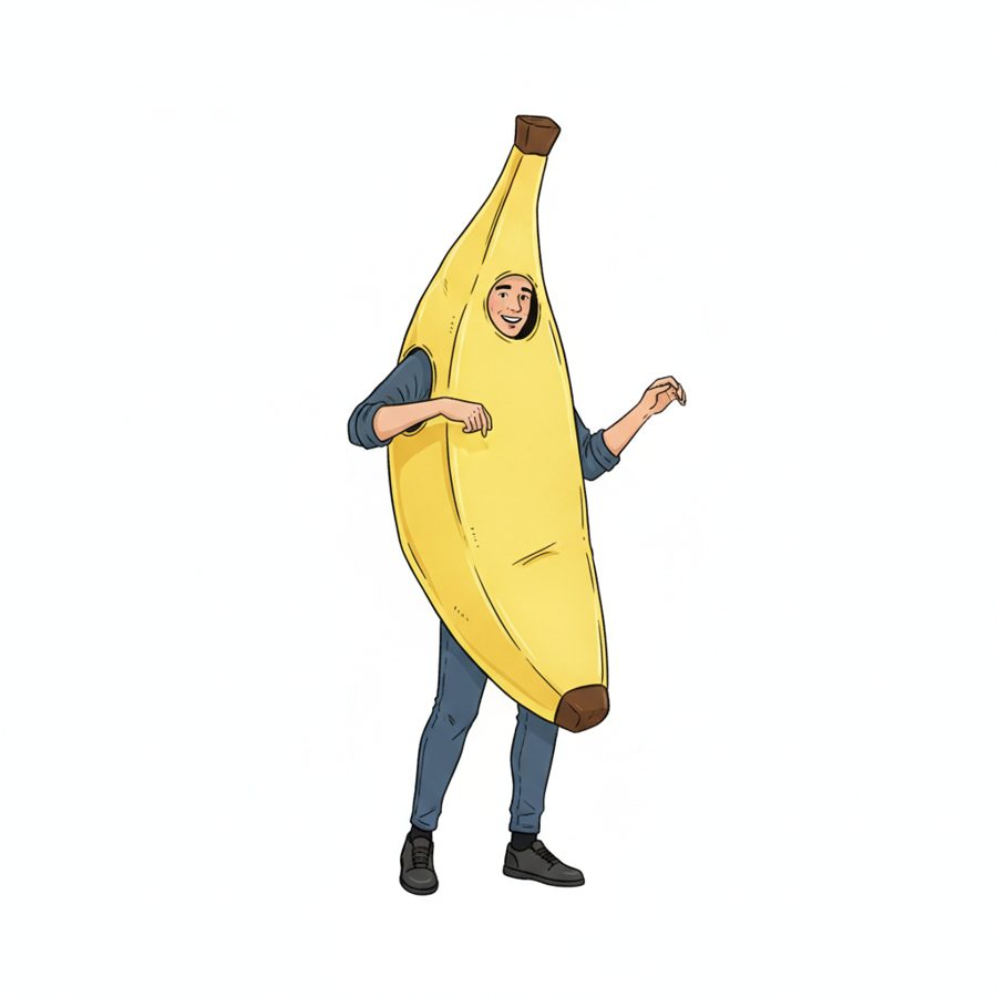 JYNVO Bananen Kostüm Neuartige Obst Kostüme Lustiges Karneval Halloween Kostüm für Erwachsene Herren Damen Unisex Größe