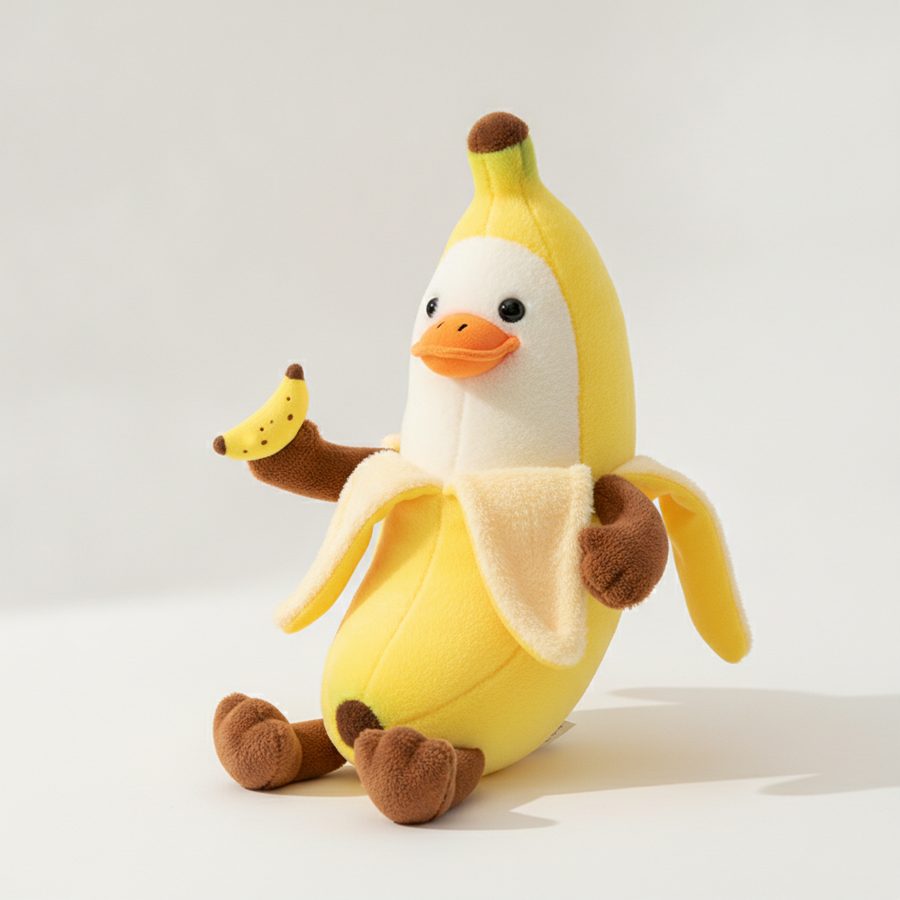 Billowvolve 50cm Niedliches Bananenente-Plüschtier Bananen-Ente Kawaii