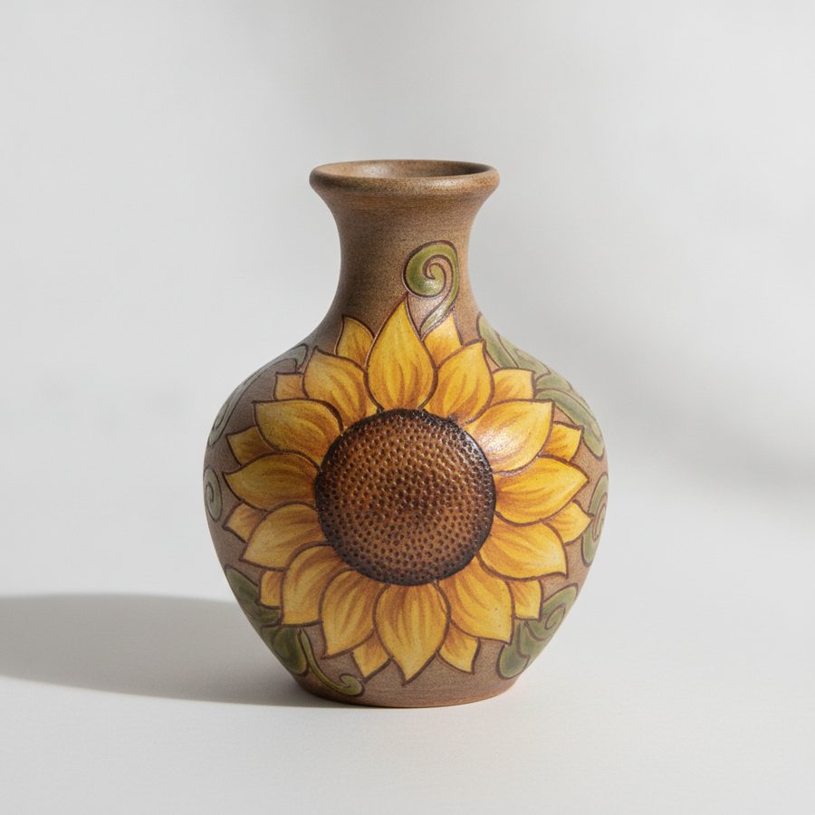 J-Line Vase Sonnenblume - Keramik - gelb/braun - Small