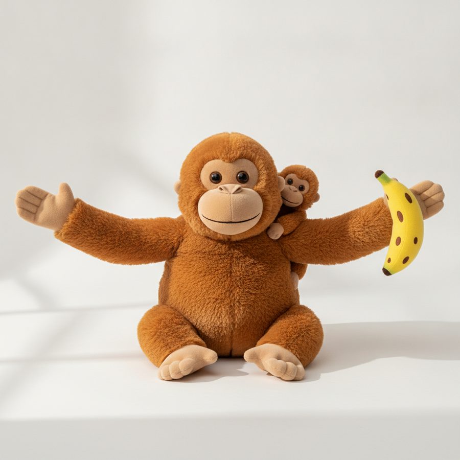 Efymosce Punch Monkey Kuscheltier, 66cm Großes Orang Utan Plüschtier, Klammeraffe Plush für Kinder, Weiches AFFE Plush T