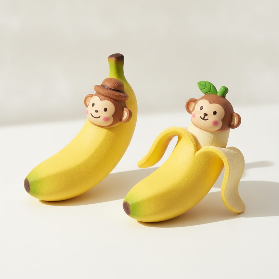 2Pcs Banana Squishy, Squishy Banane, Portable Desk Sensory Piece