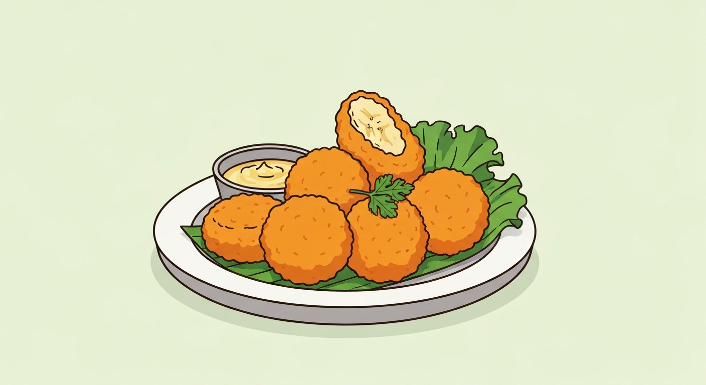 Bananen-Curry-Nuggets mit Mango-Dip