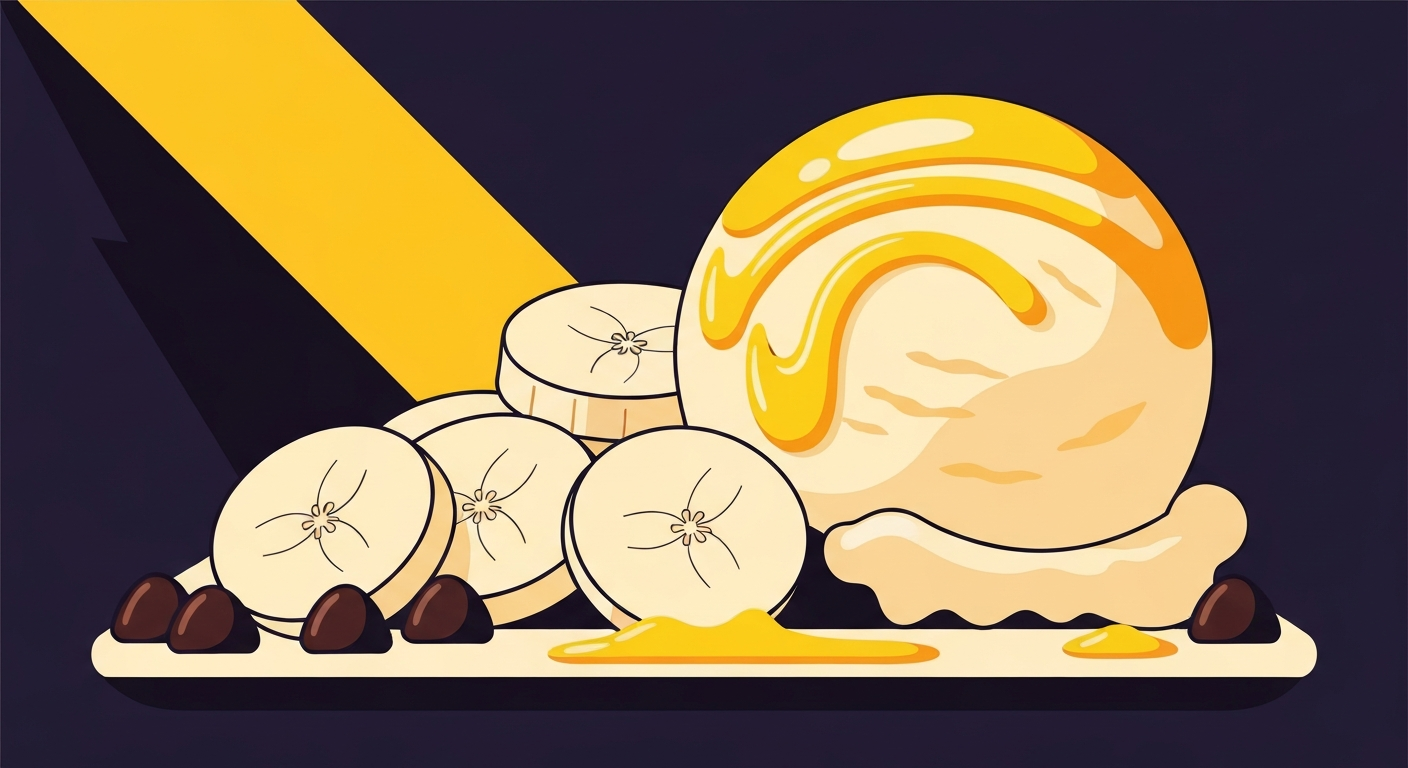 Cremige ExtraBanana-Nicecream mit Kakao-Nibs und Meersalz-Flakes