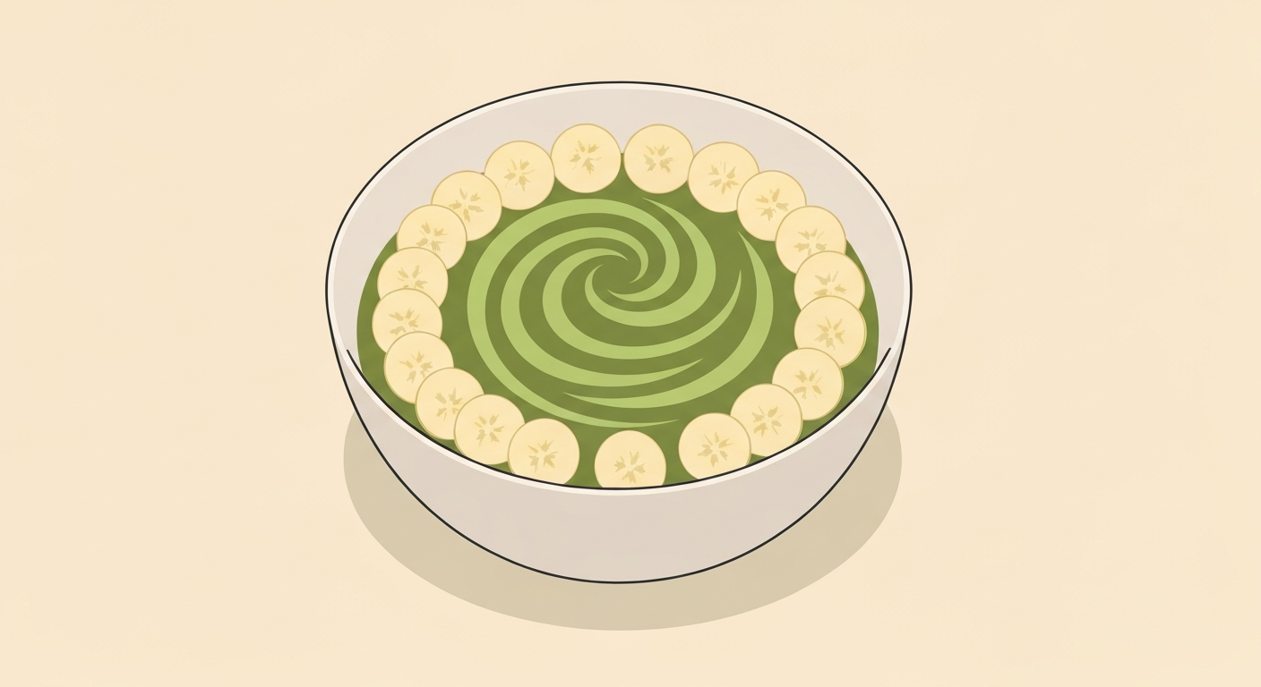 ExtraBanana-Nicecream-Cups mit Matcha-Swirl und Kokosraspeln