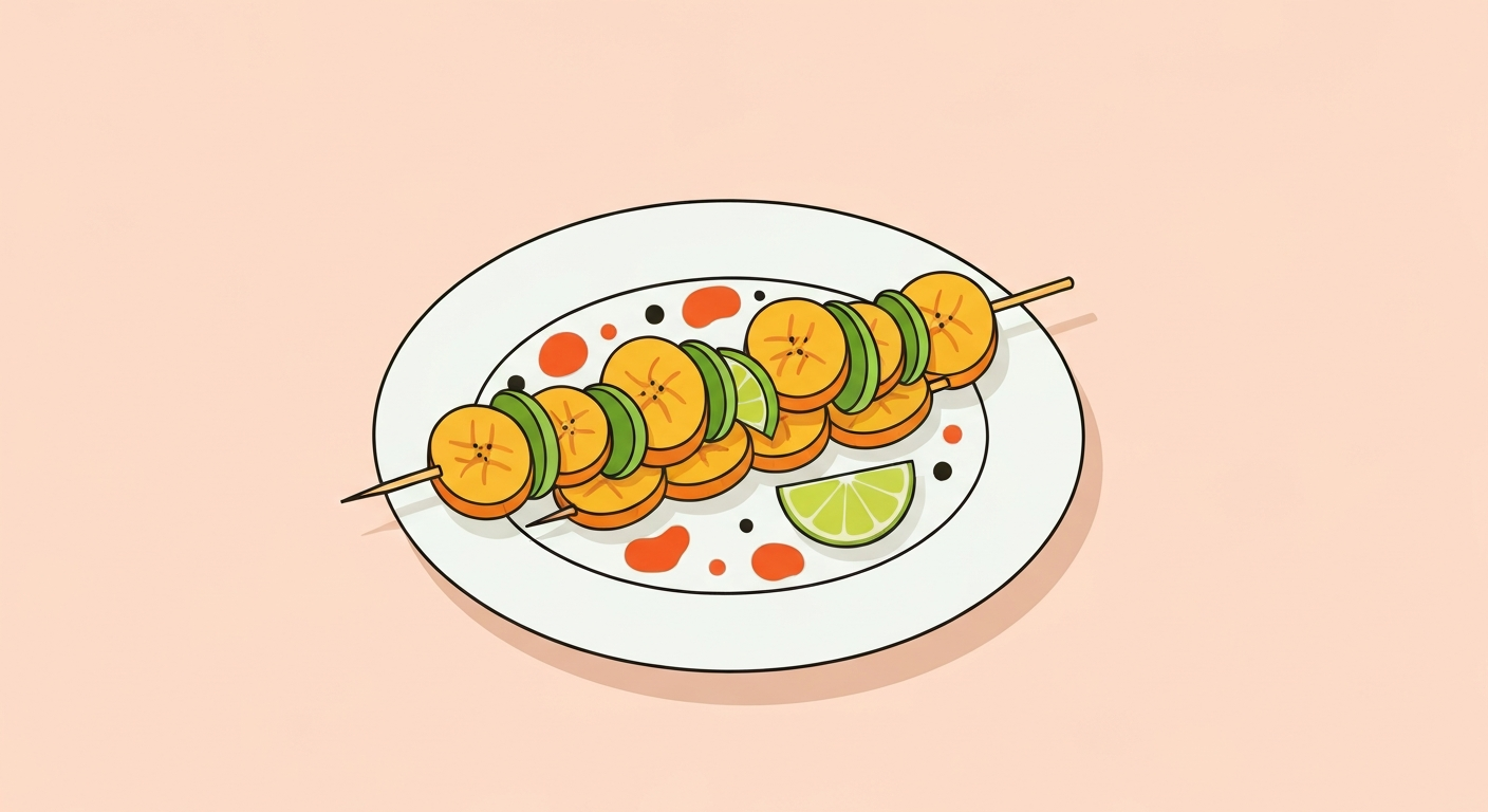 Herzhafte Kochbananen-Spieße mit Chili-Limette