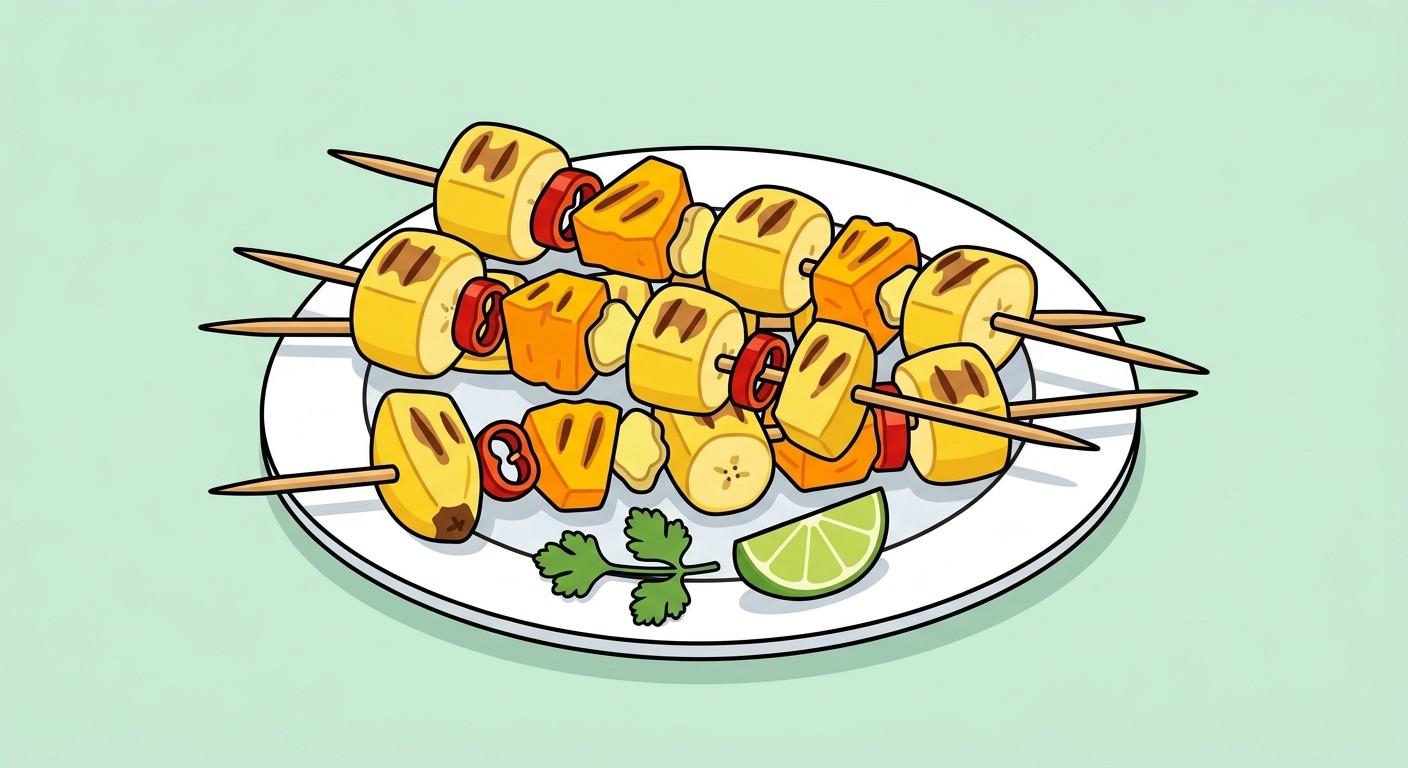 Karibische Kochbananen-Spieße mit Ananas-Chutney