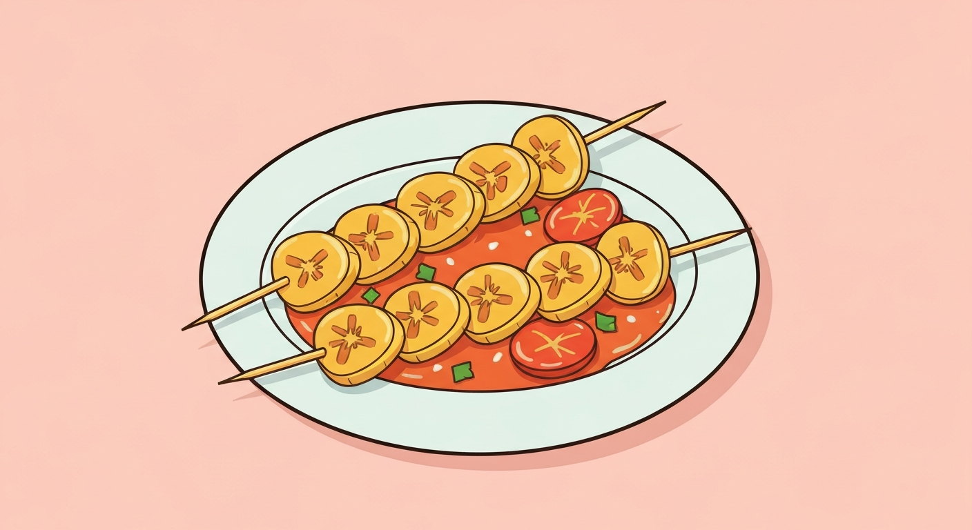 Tropische Bananen-Salsa mit Garnelen-Spießen