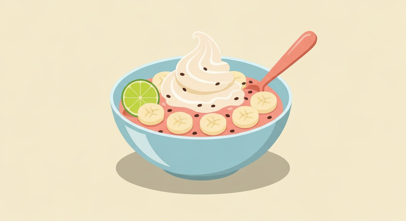 Tropischer Bananen-Ninja-Creamy mit Mango-Limetten-Wirbel